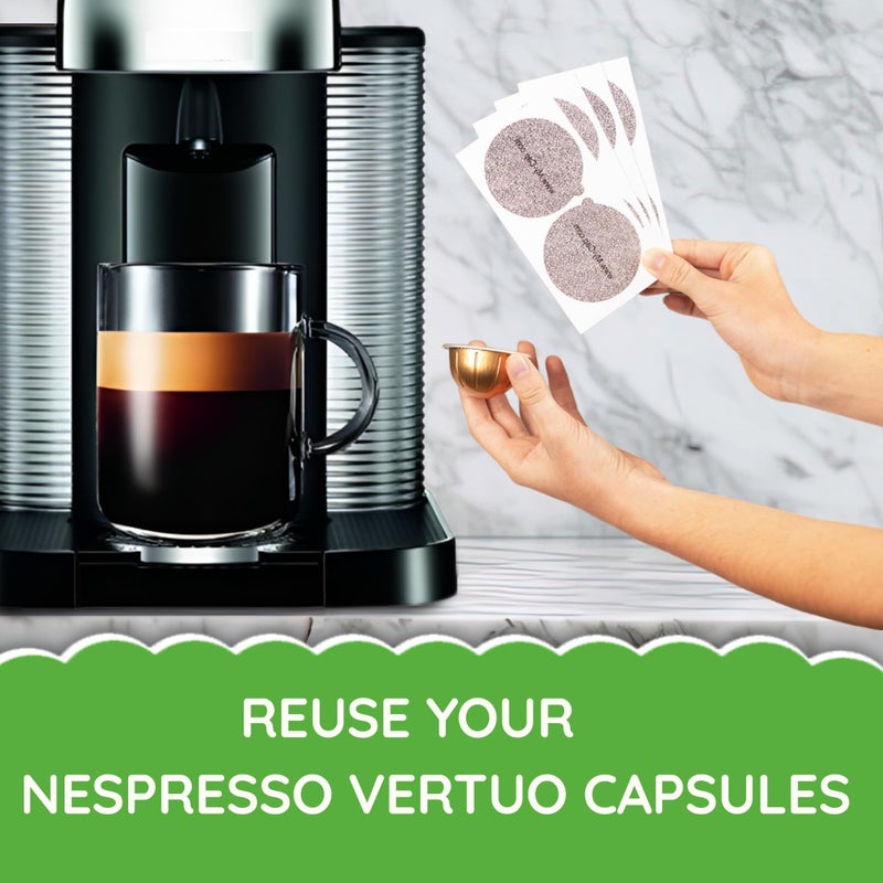 My-Cap Foil Seals for Nespresso Vertuo Pods - Reusable Aluminum Lids to Extend Life of Nespresso VertuoLine Capsules (Pack of 100) - Image 3